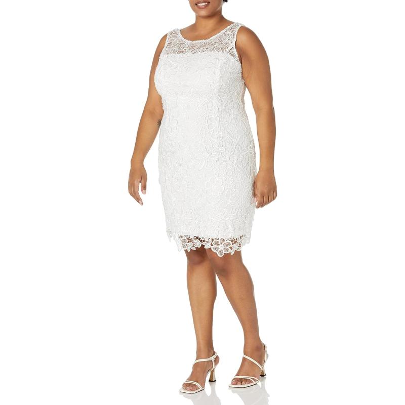 Adrianna Papell Womens Guipure Lace Sheath Dresswhite Adrianna Papell 7018