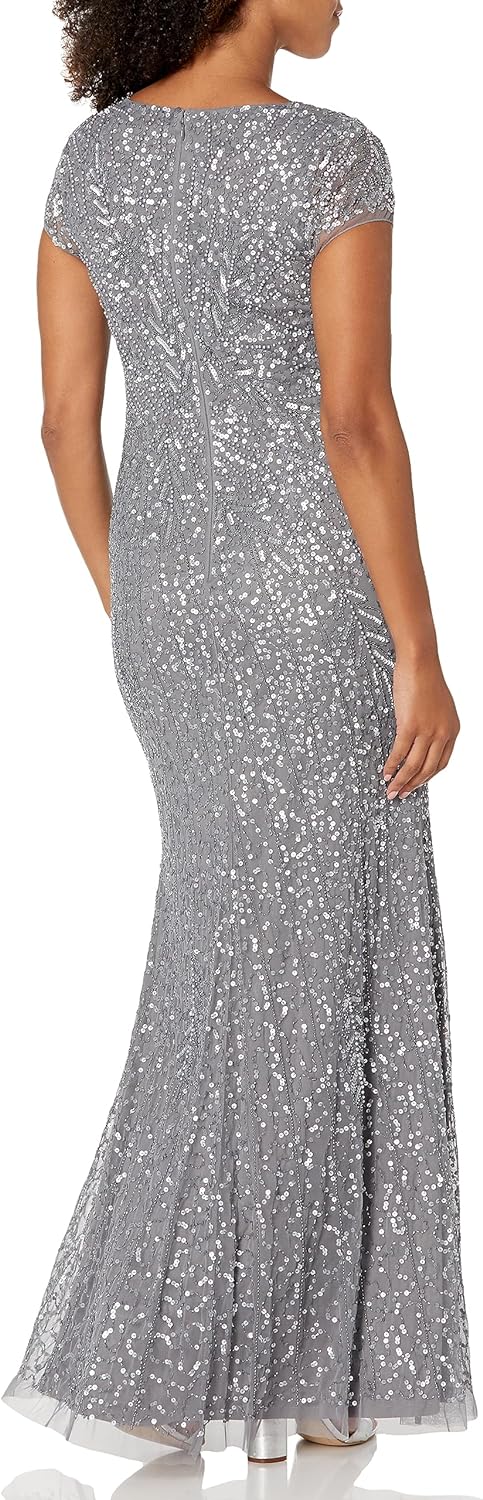 Adrianna Papell Women’s Beaded Mermaid Gown(Sterling) - Adrianna Papell