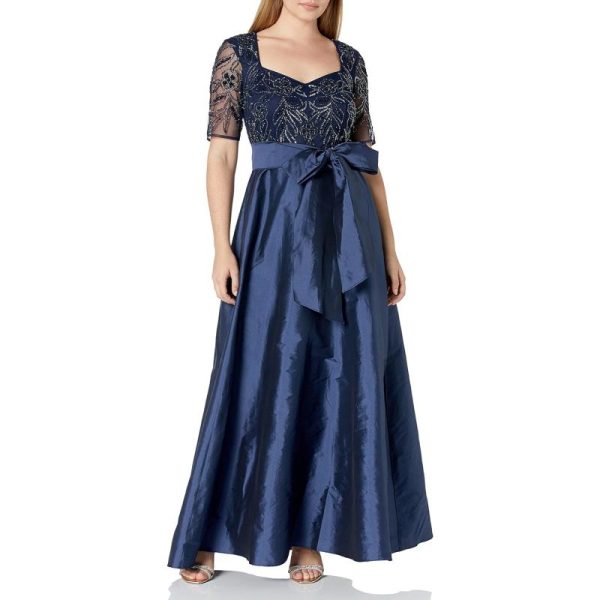 Adrianna Papell Women’s Beaded Taffeta Gown(Navy) - Adrianna Papell